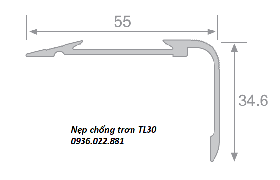 NẸP CHỐNG TRƠN CẦU THANG TL30 Nẹp chống trơn Tl30 bản vẽ KT