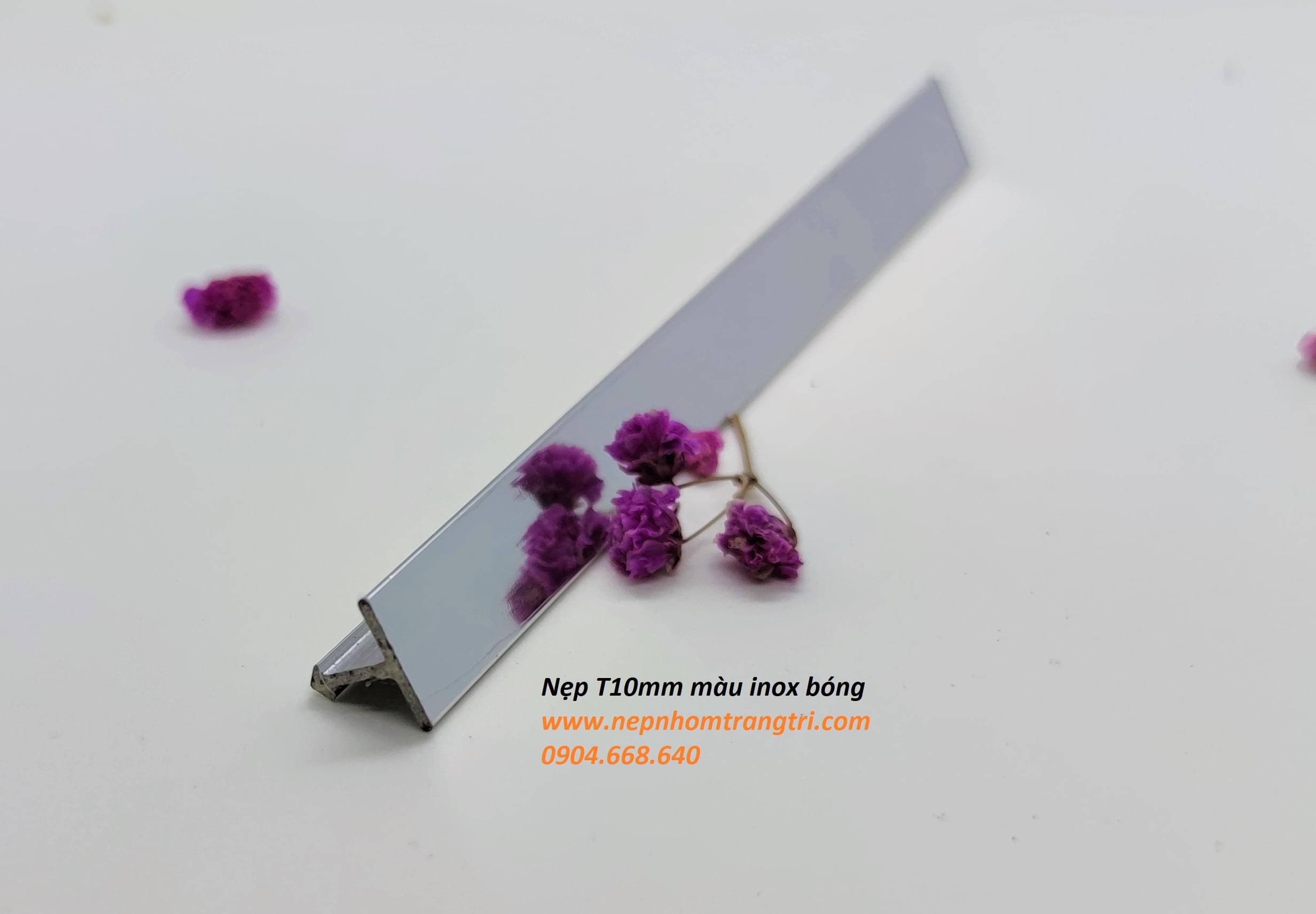 NẸP NHÔM T10A Nẹp nhôm T10mm màu inox bóng