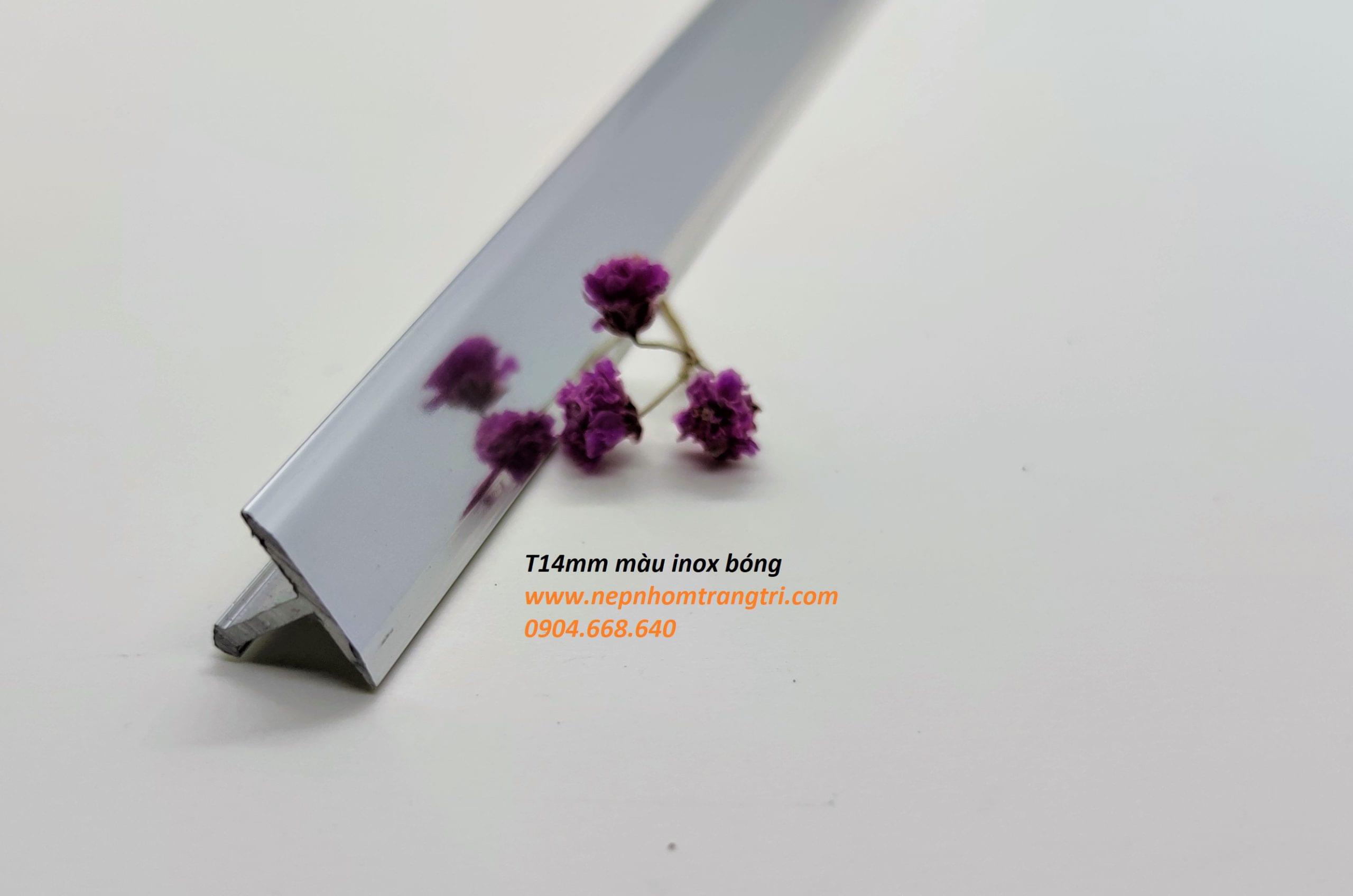 NẸP NHÔM T14mm nẹp nhôm T14mm màu inox bóng