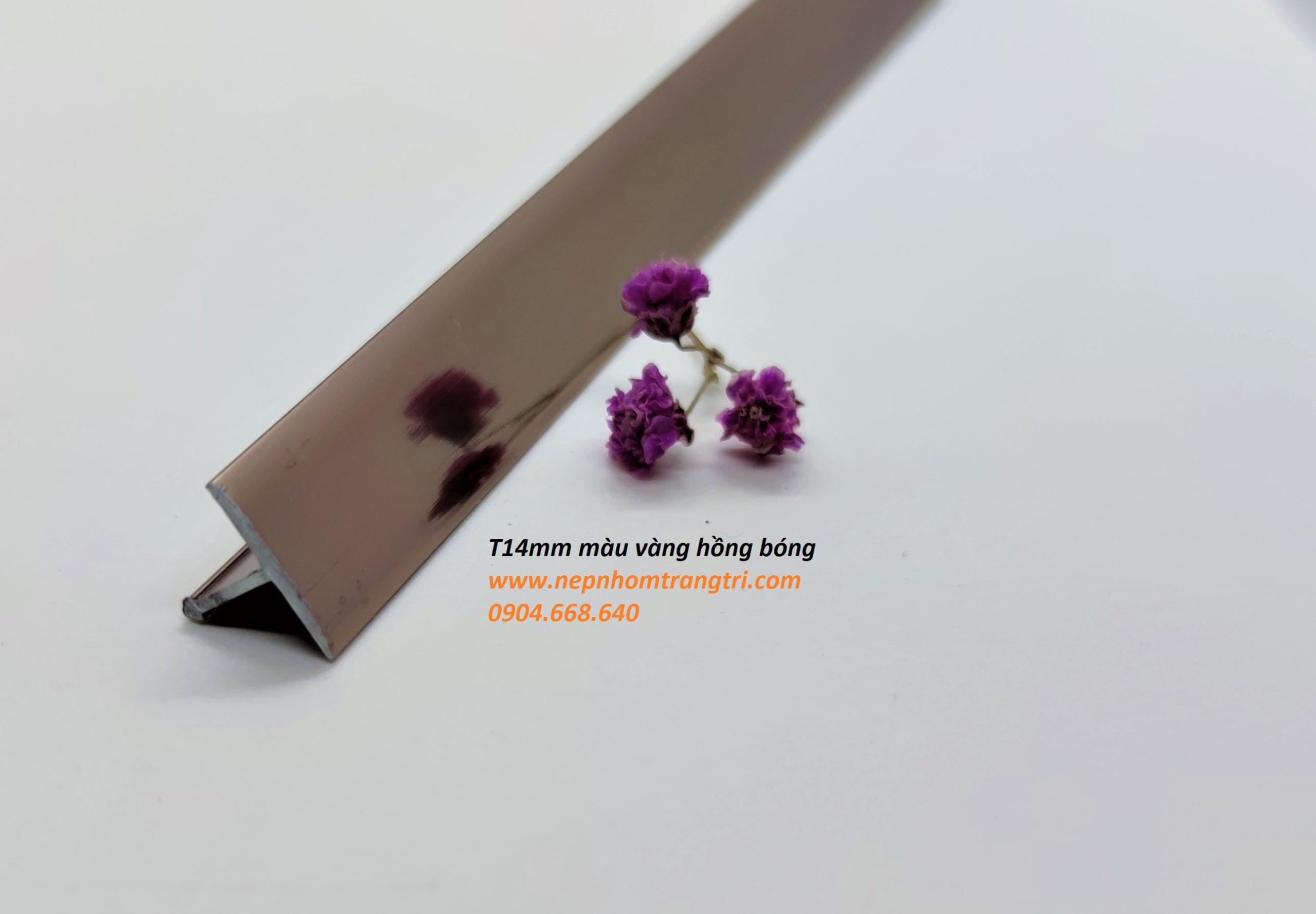 NẸP NHÔM T14mm nẹp nhôm T14 màu vàng hồng