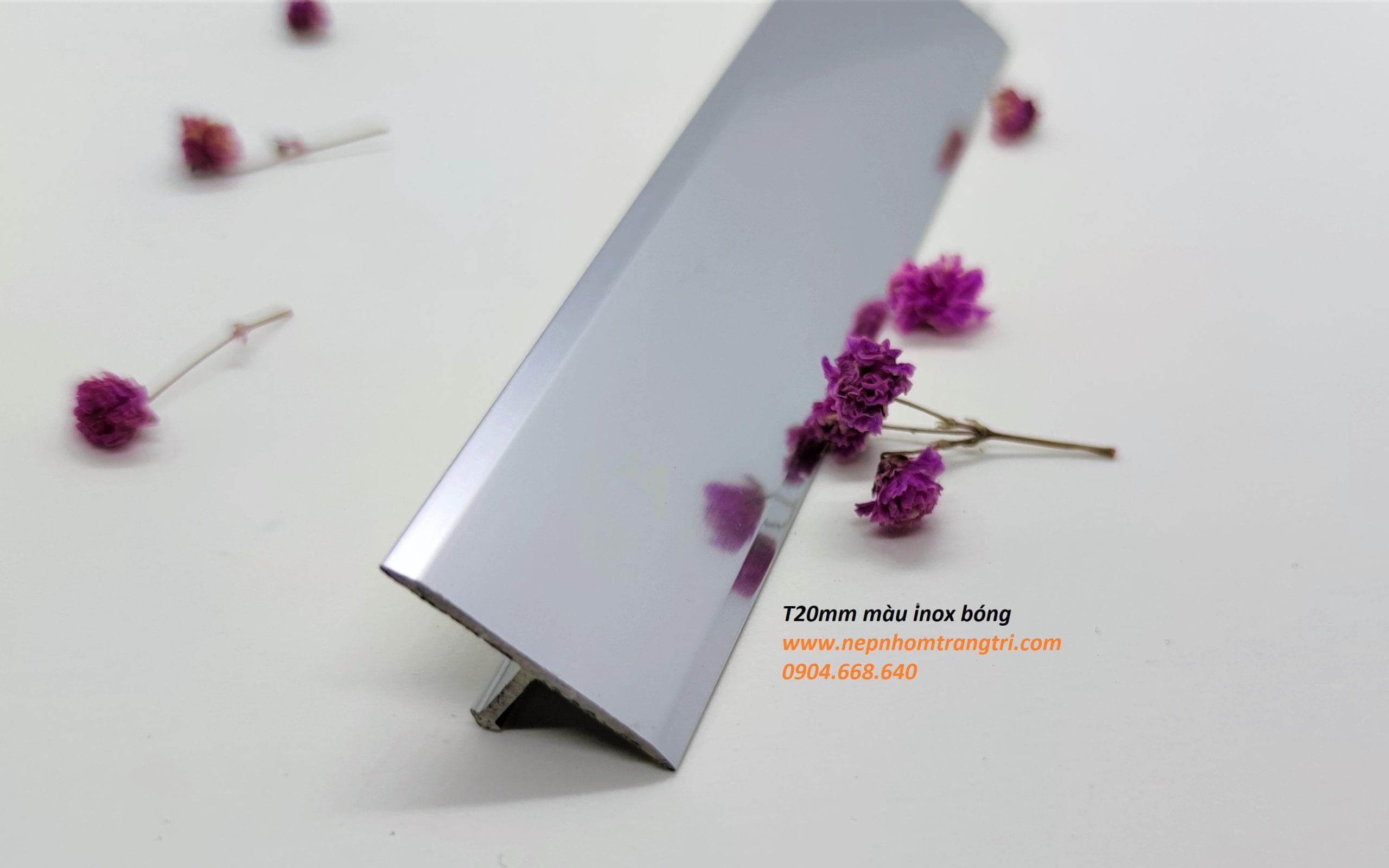 nẹp nhôm T20 màu inox bóng