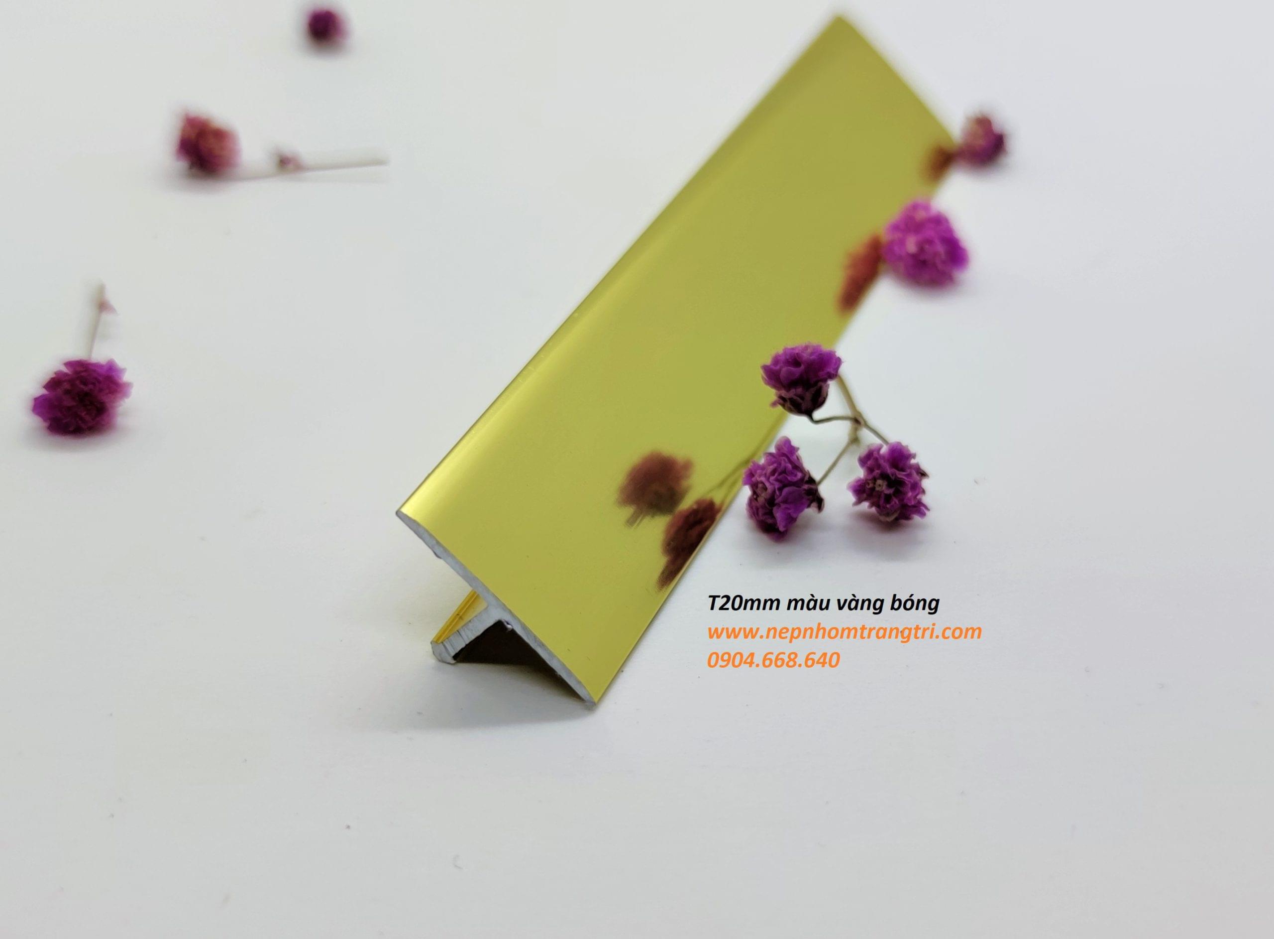 nẹp nhôm T20 màu vàng bóng