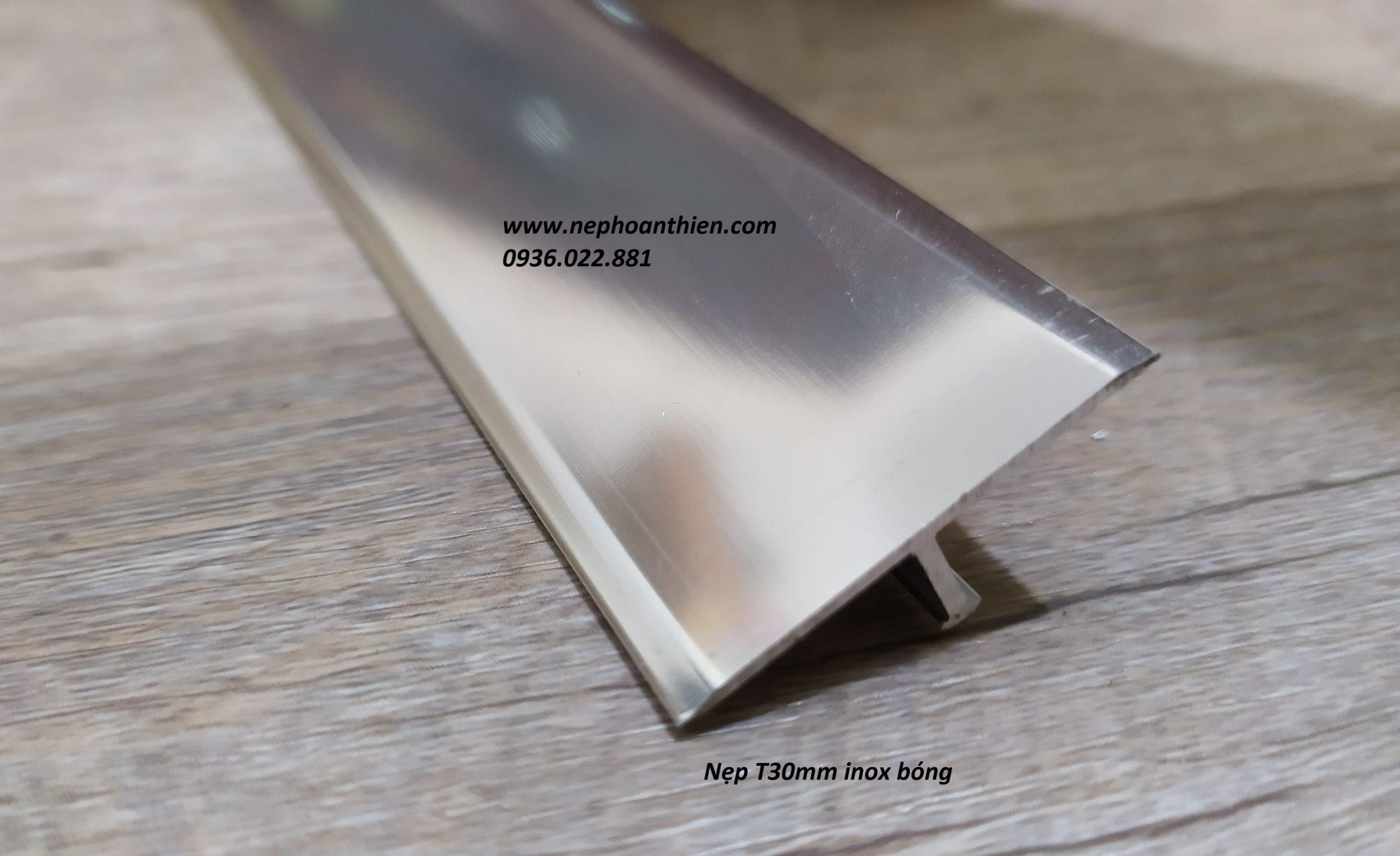NẸP NHÔM T30mm Nẹp nhôm T30 màu inox bóng