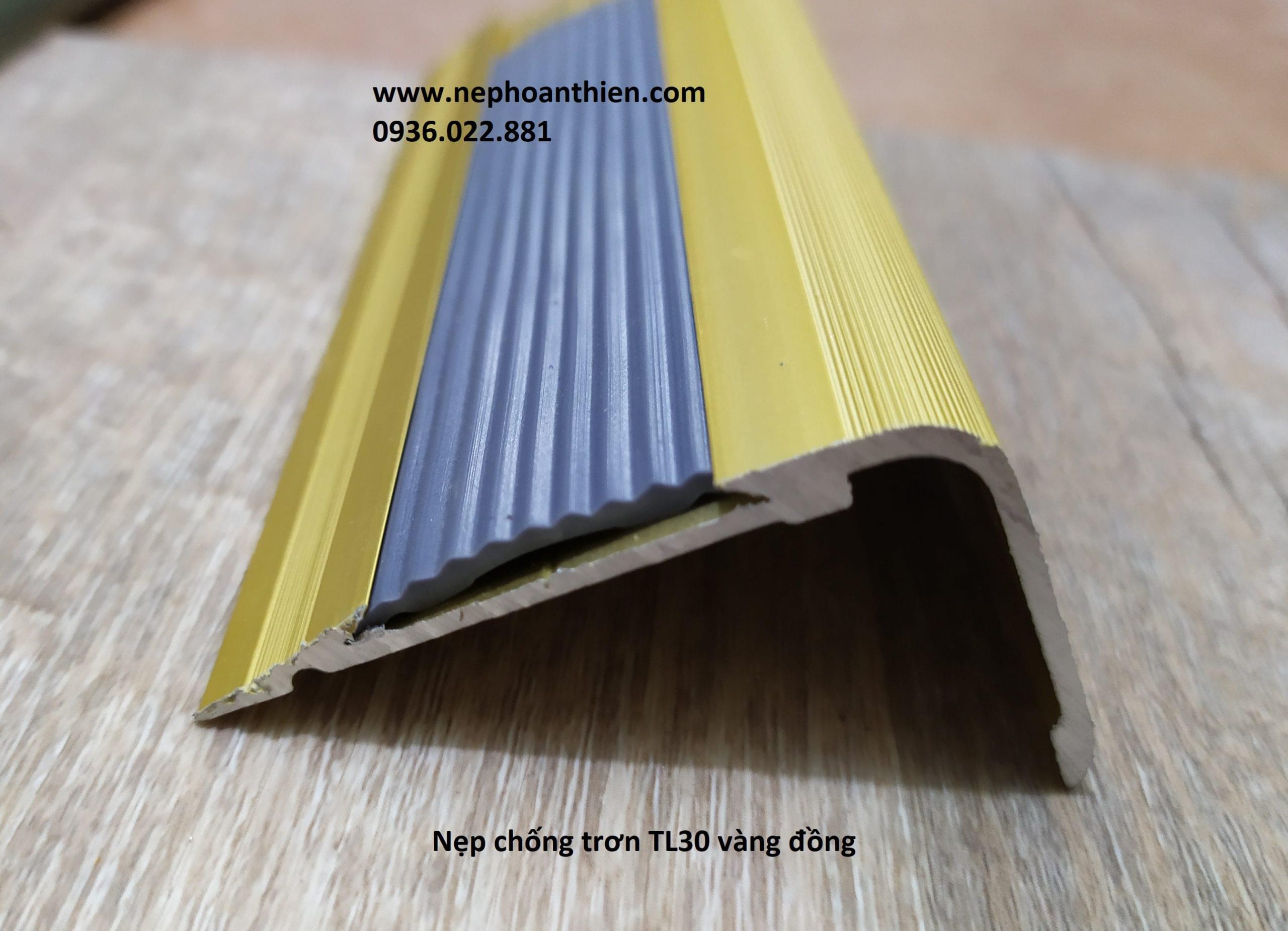 NẸP CHỐNG TRƠN CẦU THANG TL30 Nẹp cầu thang TL30 màu vàng mờ