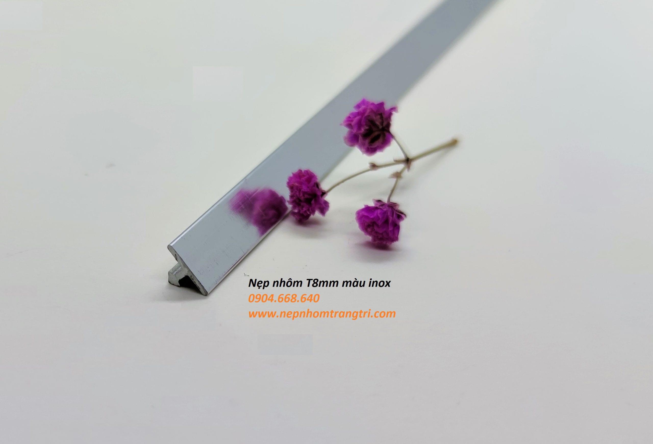 Nẹp T8mm màu inox bóng