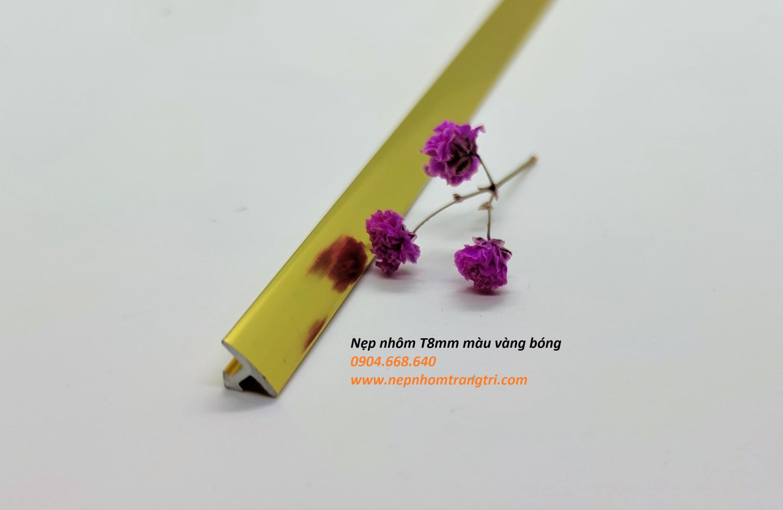 Nẹp T8mm vàng bóng