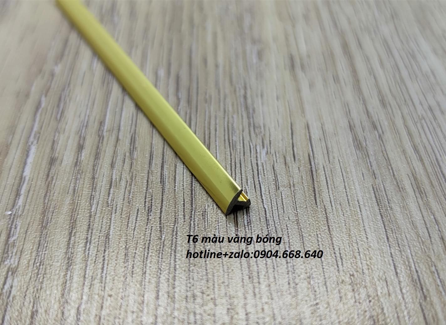 NẸP NHÔM T6mm nẹp nhôm T6 màu vàng bóng