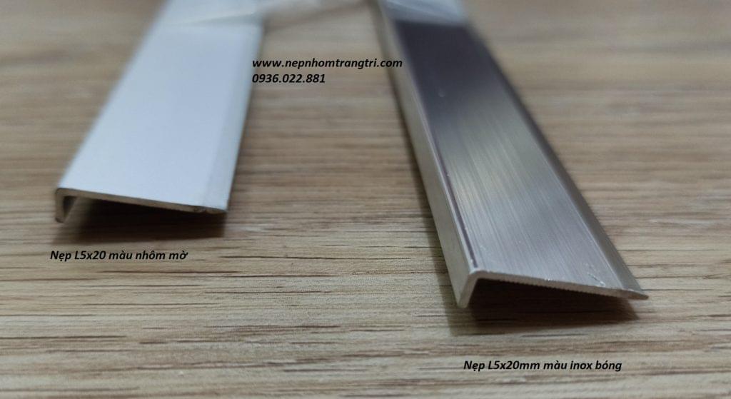 Nẹp L5x20mm màu inox và màu nhôm