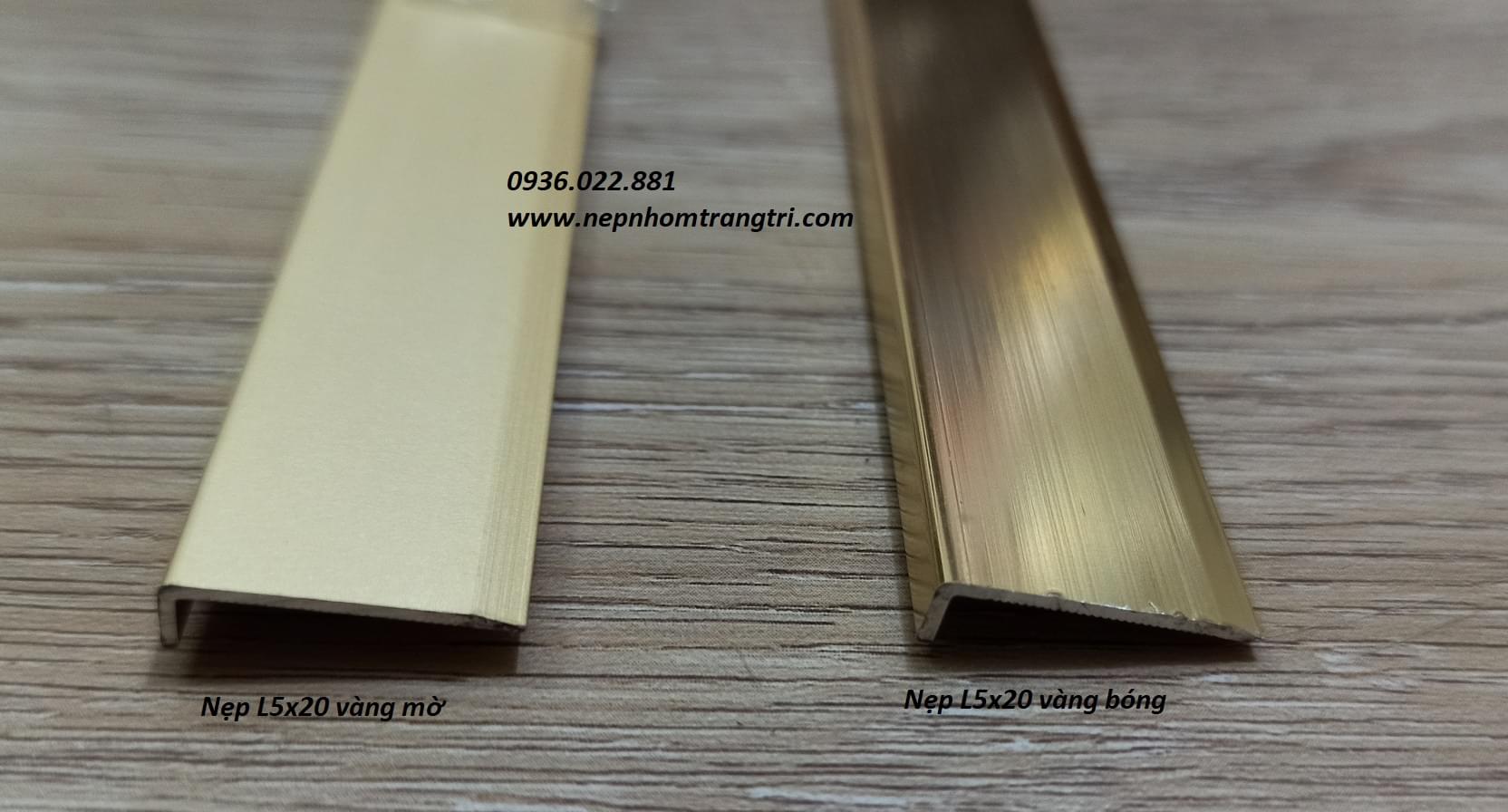 NẸP NHÔM L5x20mm nep L5x20 vang