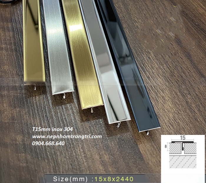 Nẹp T15mm inox 304