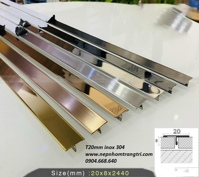 Nẹp T20mm inox 304